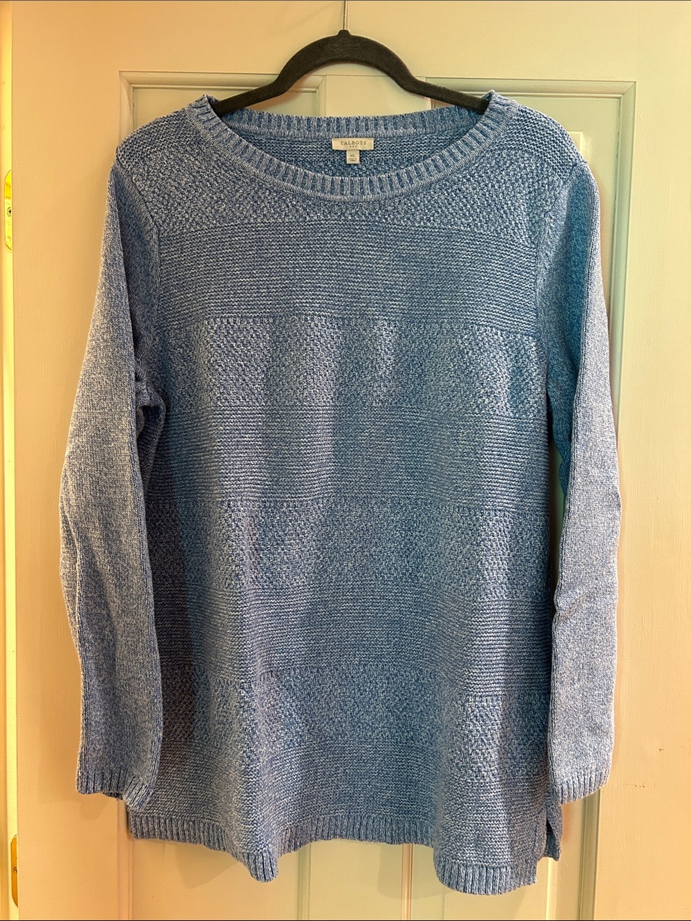 Talbots Sky Blue Textured Crewneck Sweater XL